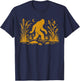Retro Gold Bigfoot Walking In A Swamp Skunk Ape T-Shirt - T-Shirt | Navy