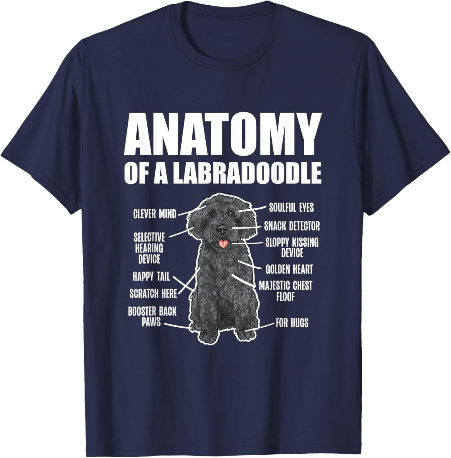 Black Labradoodle Dog Lover Anatomy Of A Labradoodle T-Shirt - T-Shirt | Navy