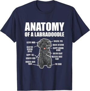 Black Labradoodle Dog Lover Anatomy Of A Labradoodle T-Shirt - T-Shirt | Navy