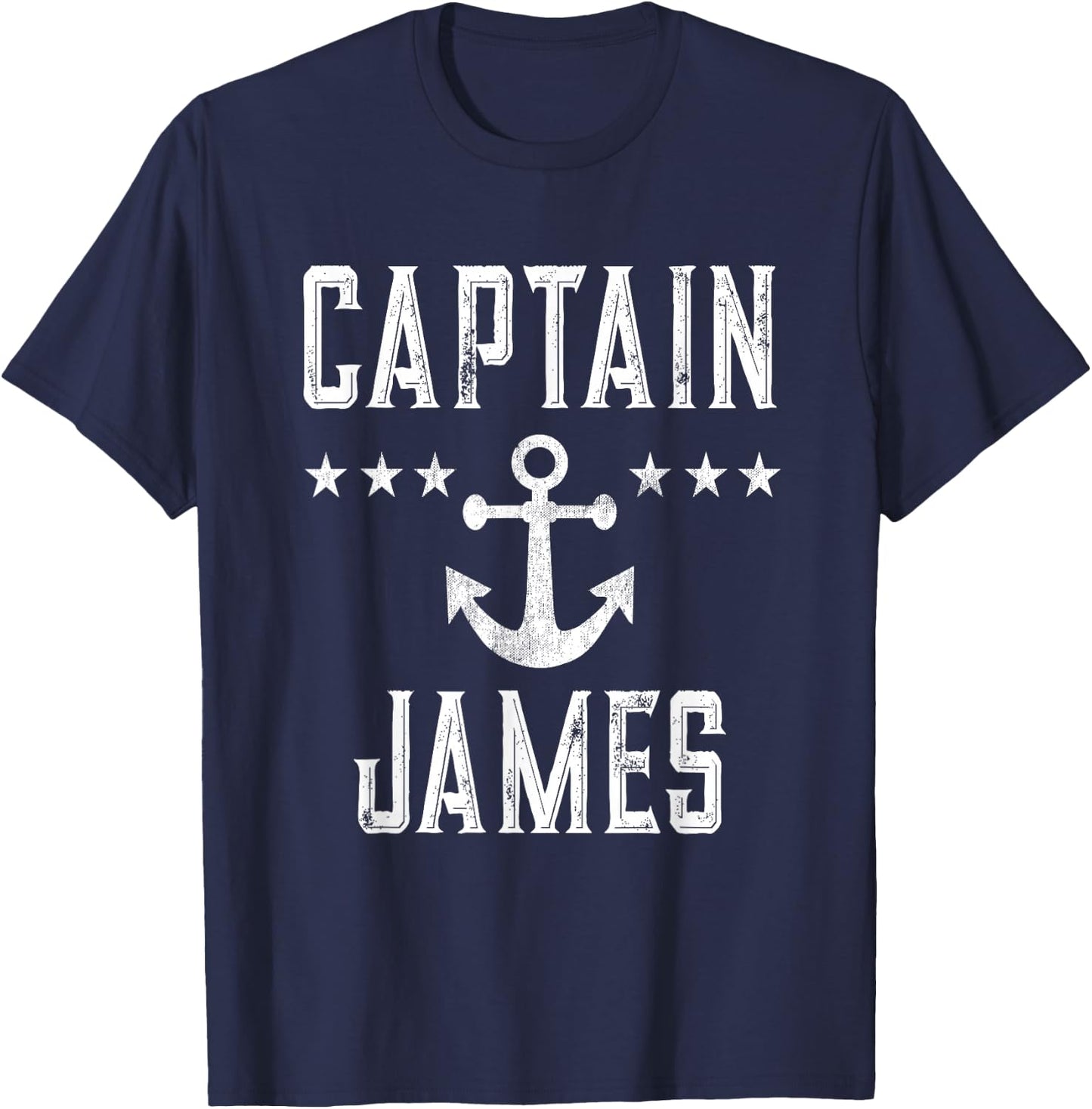 Vintage Captain James Family Cruise Lake Boat T-Shirt - T-Shirt | Navy