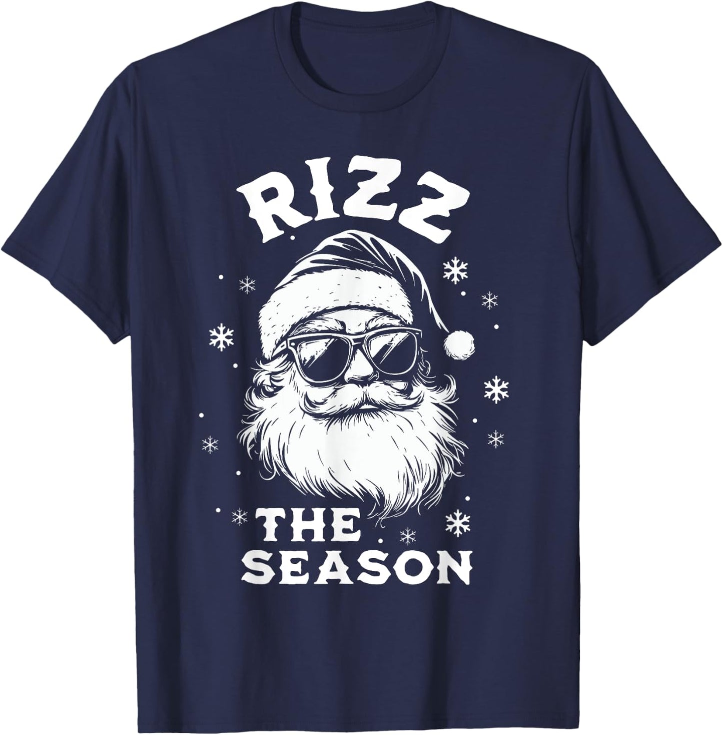Rizz The Season Santa Claus Rizzmas Funny Boys Christmas T-Shirt - T-Shirt | Navy