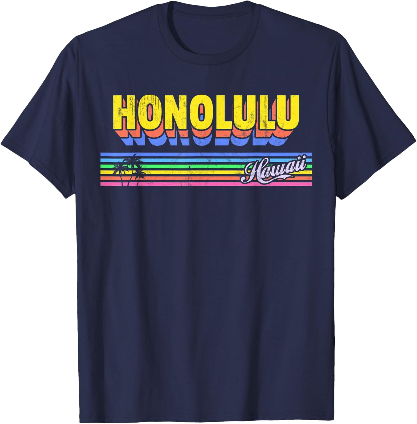 Honolulu Hawaii HI Vintage Retro Souvenir T-Shirt - T-Shirt | Navy