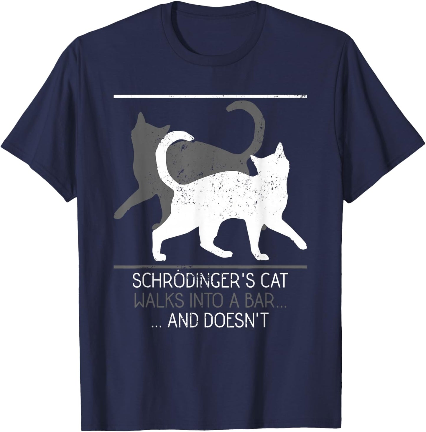 Funny Schrodingers Cat Physics T-Shirt - T-Shirt | Navy