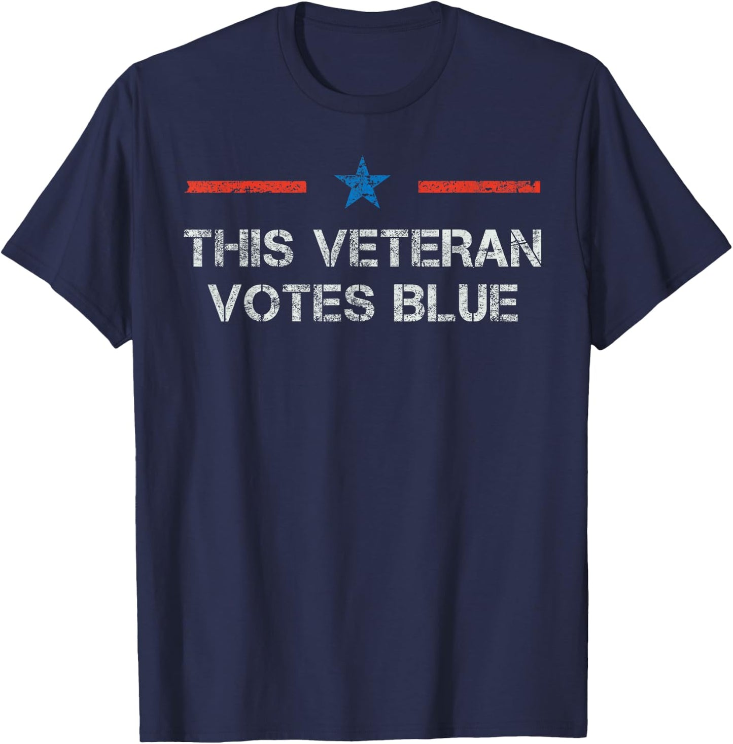 This Veteran Votes Blue Retired Military Voting Biden 2020 T-Shirt - T-Shirt | Navy