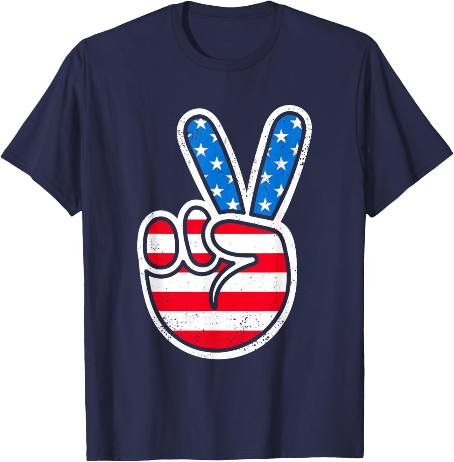 American Flag Peace Sign 60s 70s 80s Patriotic Boys Toddler T-Shirt - T-Shirt | Navy
