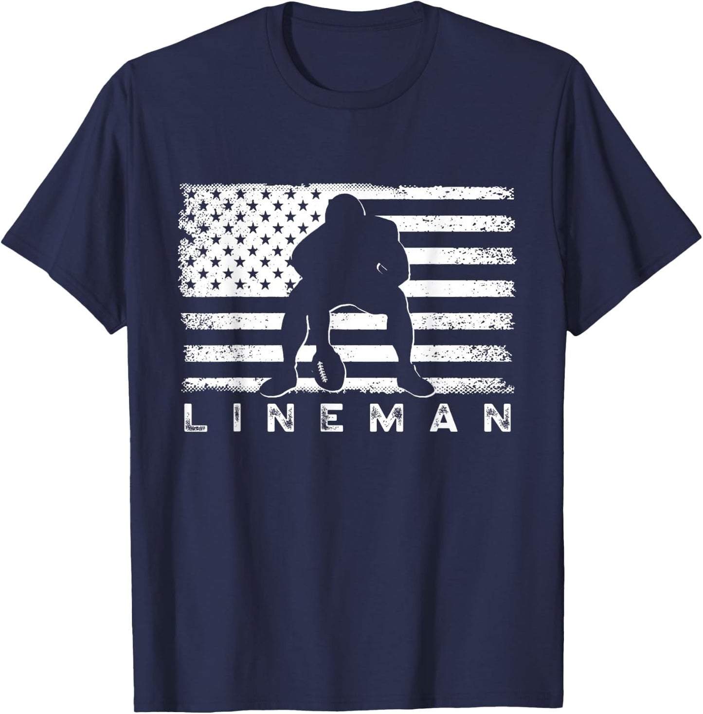 American Football Lineman Offensive Player USA Flag Football T-Shirt - T-Shirt | Navy