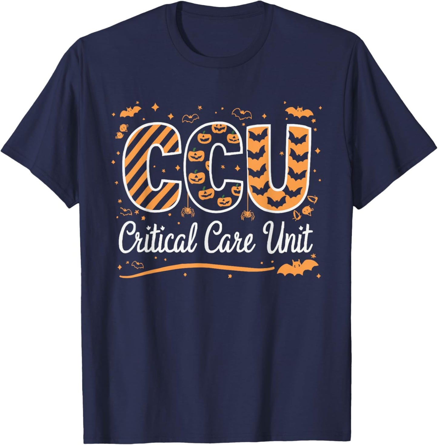 Halloween Critical Care Nurse Spooky Nursing Trick Or Treat T-Shirt - T-Shirt | Navy