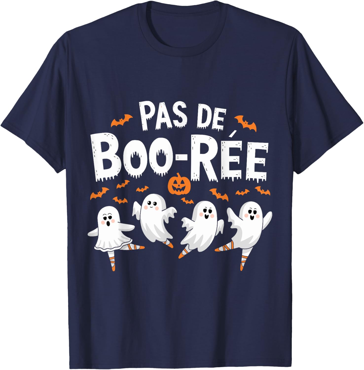 Pas De Boo-rée Ghost Ballet Dancer Funny Halloween Ballet T-Shirt - T-Shirt | Navy