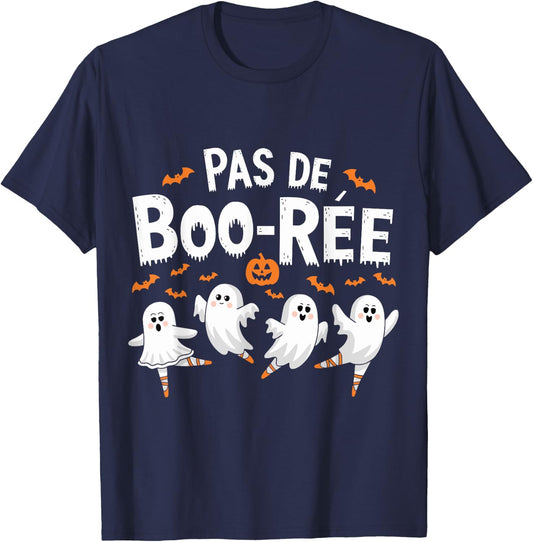Pas De Boo-rée Ghost Ballet Dancer Funny Halloween Ballet T-Shirt - T-Shirt | Navy