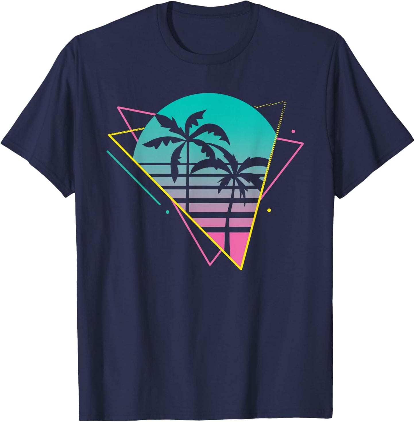 Vaporwave 80s 90s Retro Design - Retrowave Palm Trees T-Shirt - T-Shirt | Navy