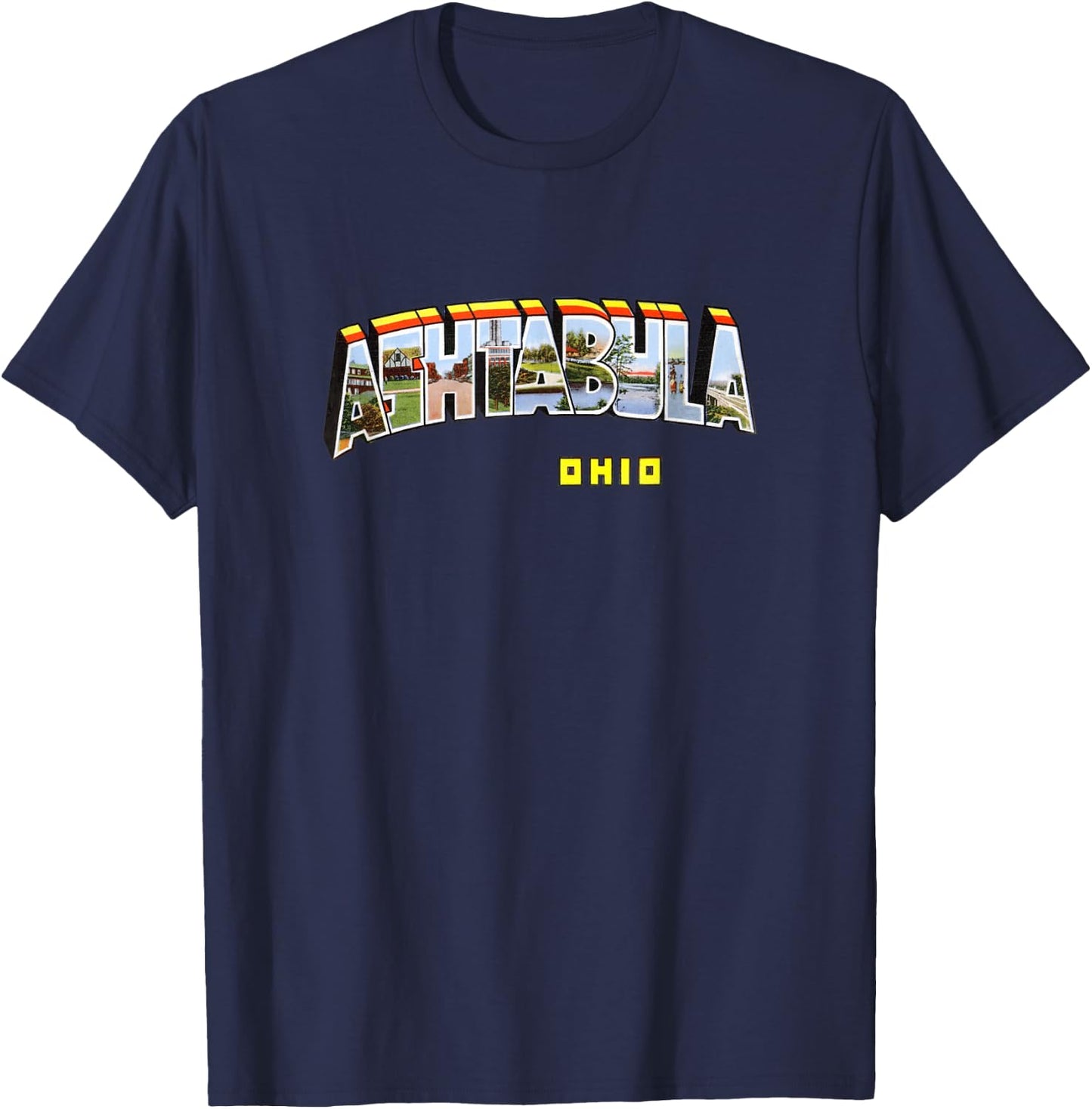 Ashtabula Ohio OH Retro Vintage Souvenir T Shirt T-Shirt - T-Shirt | Navy