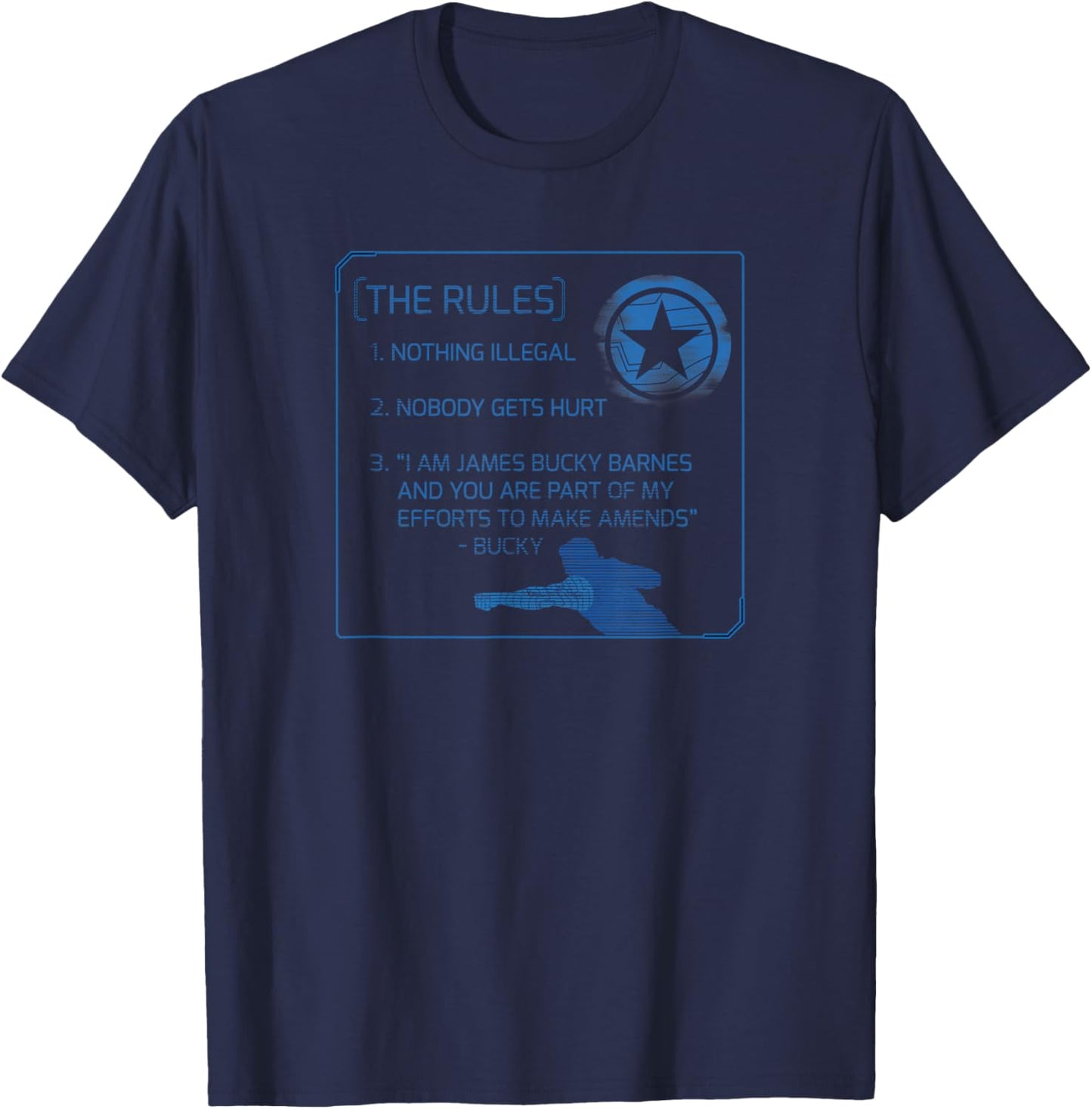 Marvel The Falcon and The Winter Soldier Bucky Barnes Rules T-Shirt - T-Shirt | Navy