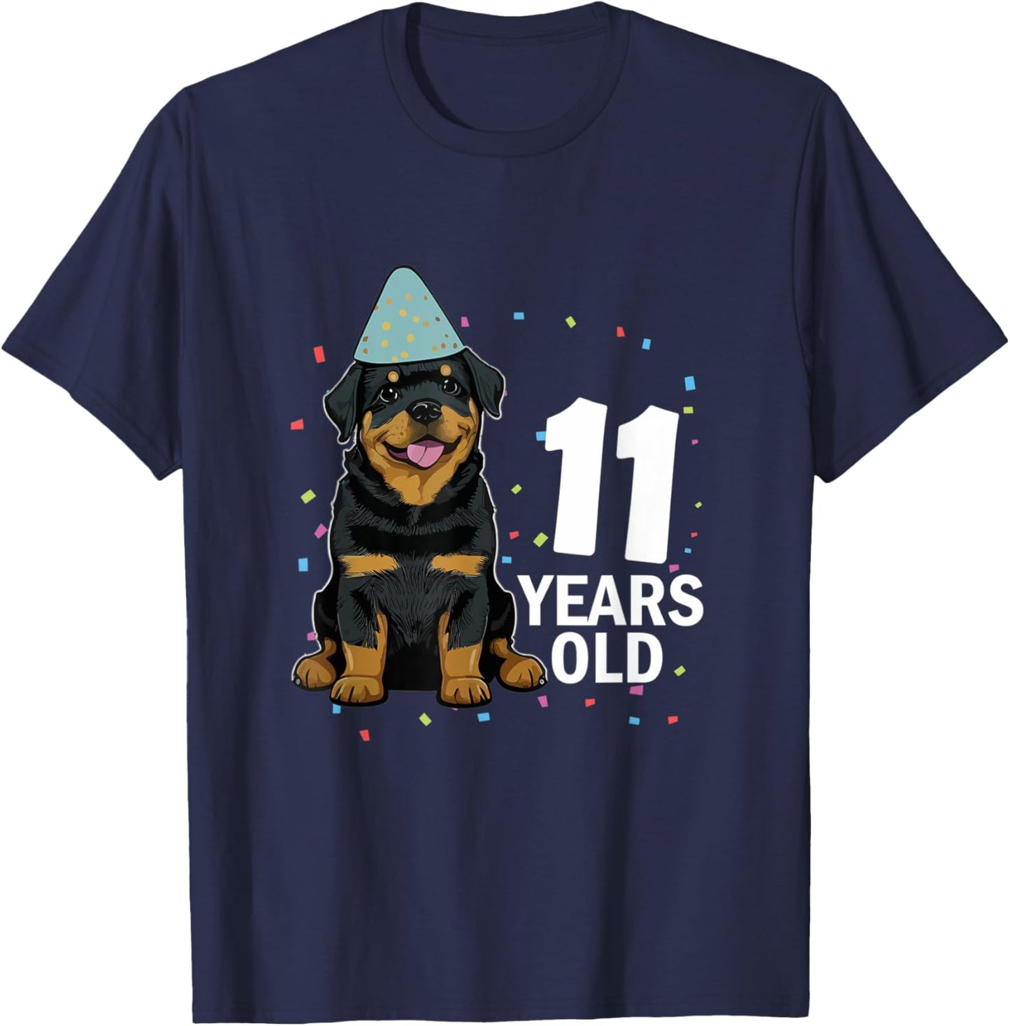 11 Years Old Birthday Rottweiler Dog Lover 11th Party Kid T-Shirt - T-Shirt | Navy