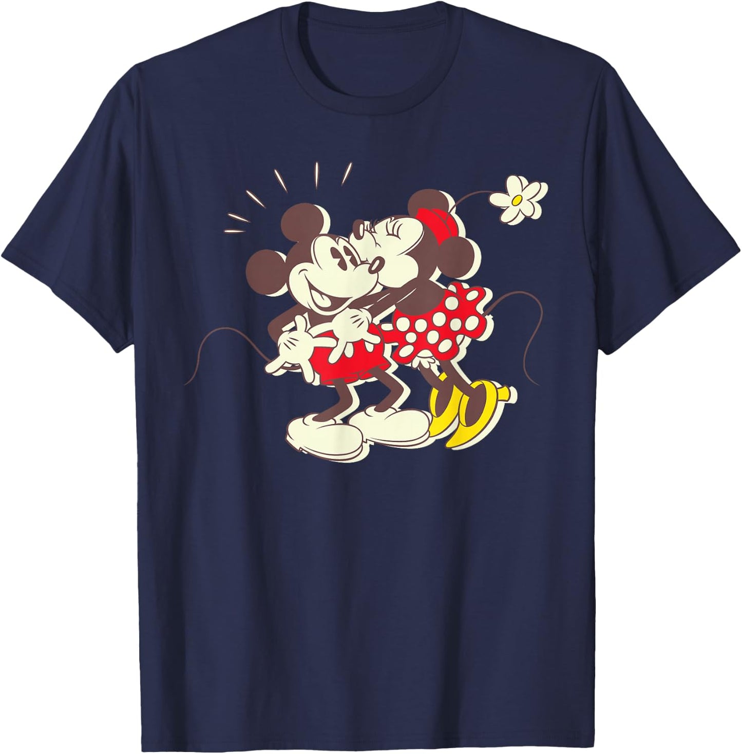 Disney Vintage Mickey and Minnie Mouse Kiss Small T-Shirt - T-Shirt | Navy