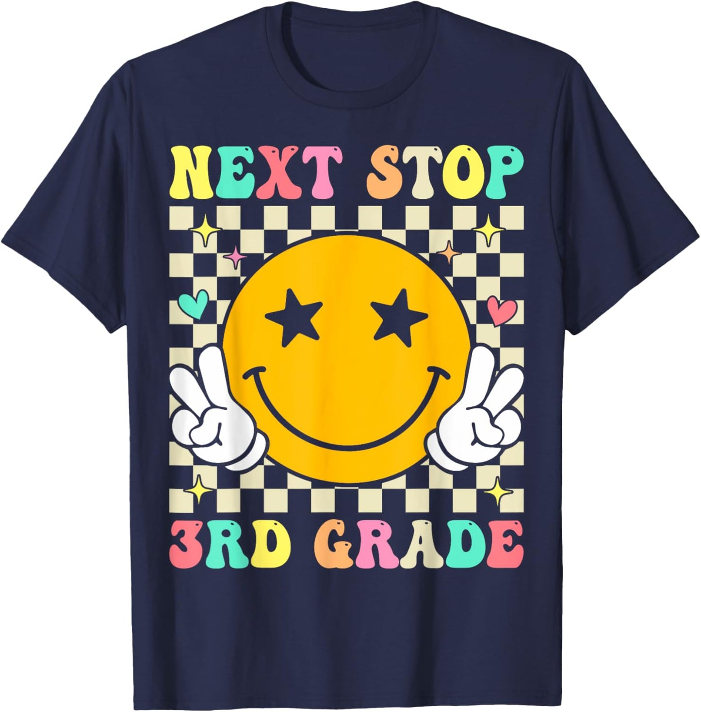 Groovy Next Stop 3rd Grade 2nd Grade Graduation 2025 T-Shirt - T-Shirt | Navy