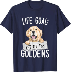 Pet all Goldens - Golden Retriever , Women and Kids T-Shirt - T-Shirt | Navy