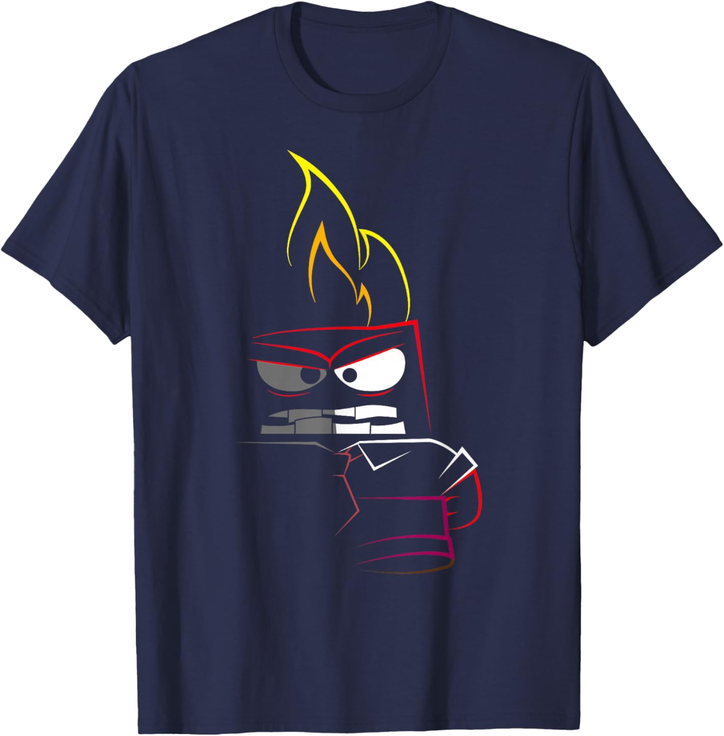 Disney Pixar Inside Out Fired Up Anger Outline Faded T-Shirt - T-Shirt | Navy