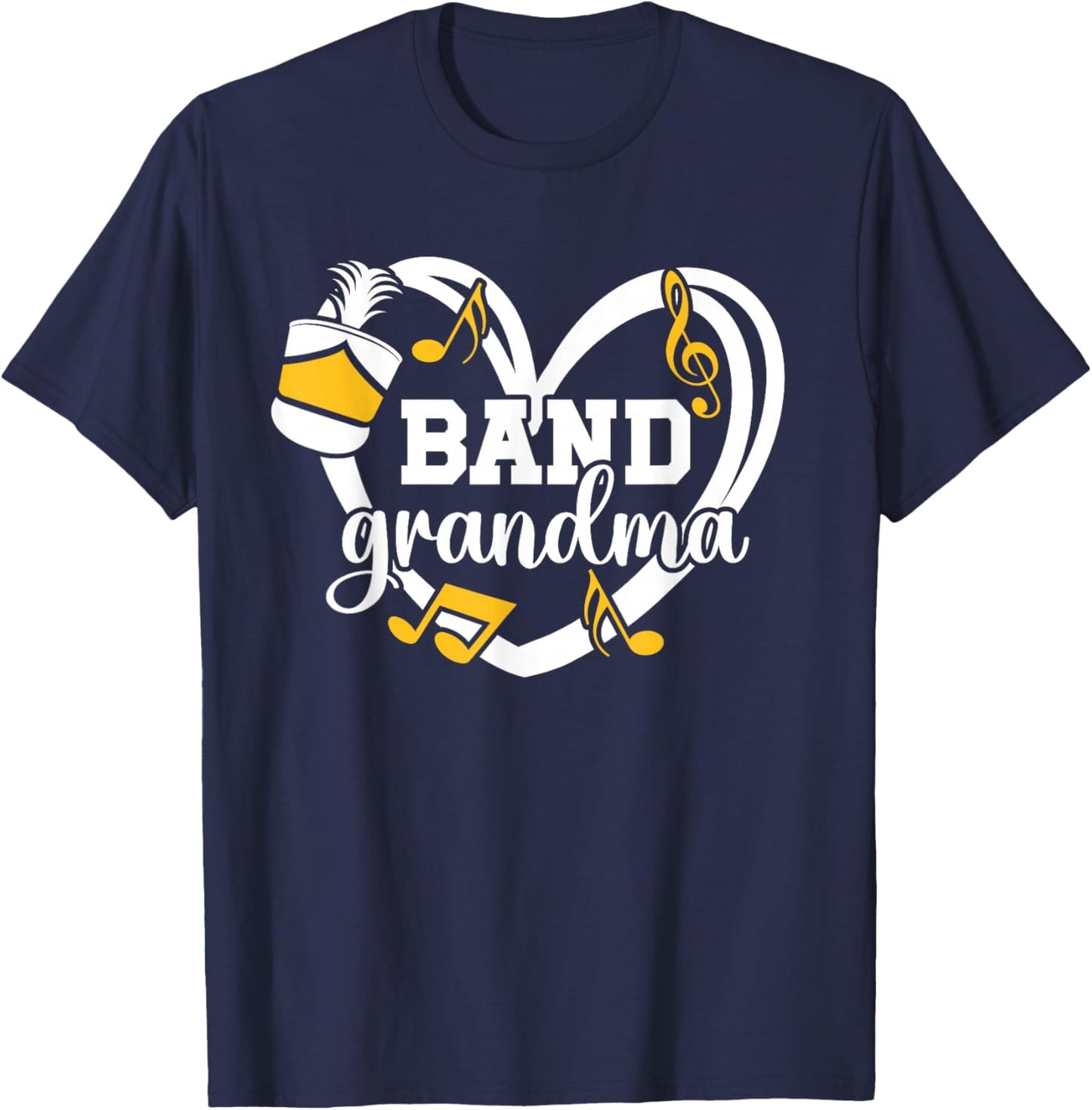 Band Grandma Heart Marching Band Grandma T-Shirt - T-Shirt | Navy