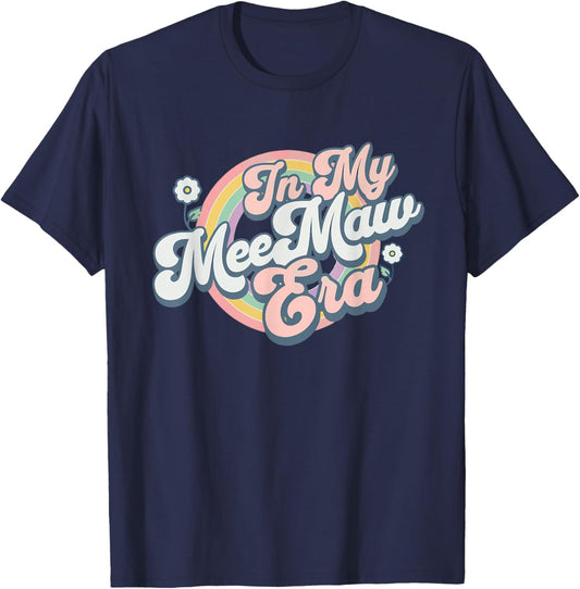 in My Meemaw Era Groovy Retro T-Shirt - T-Shirt | Navy