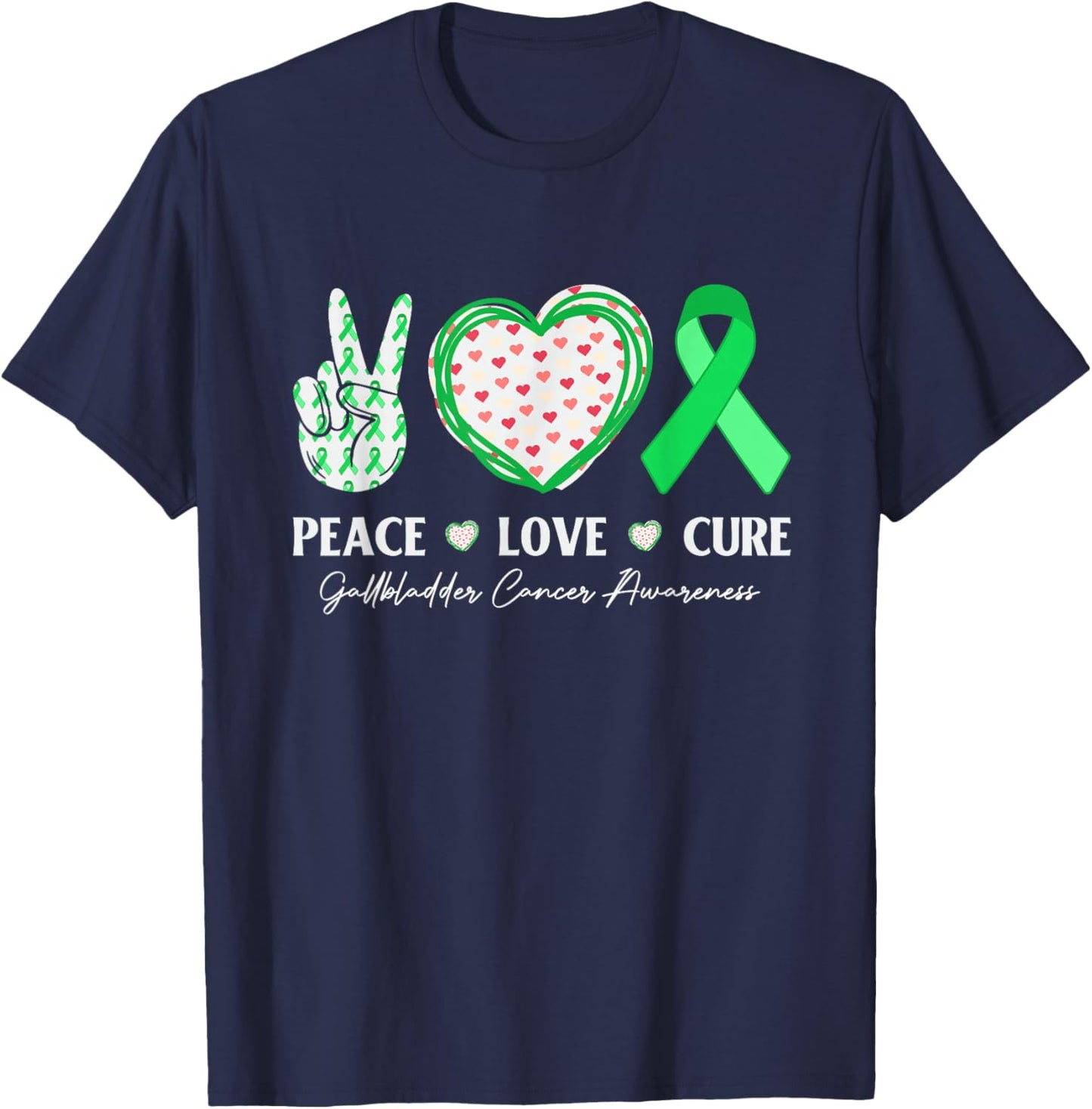 Peace Love Cure Gallbladder Cancer Awareness Men T-Shirt - T-Shirt | Navy