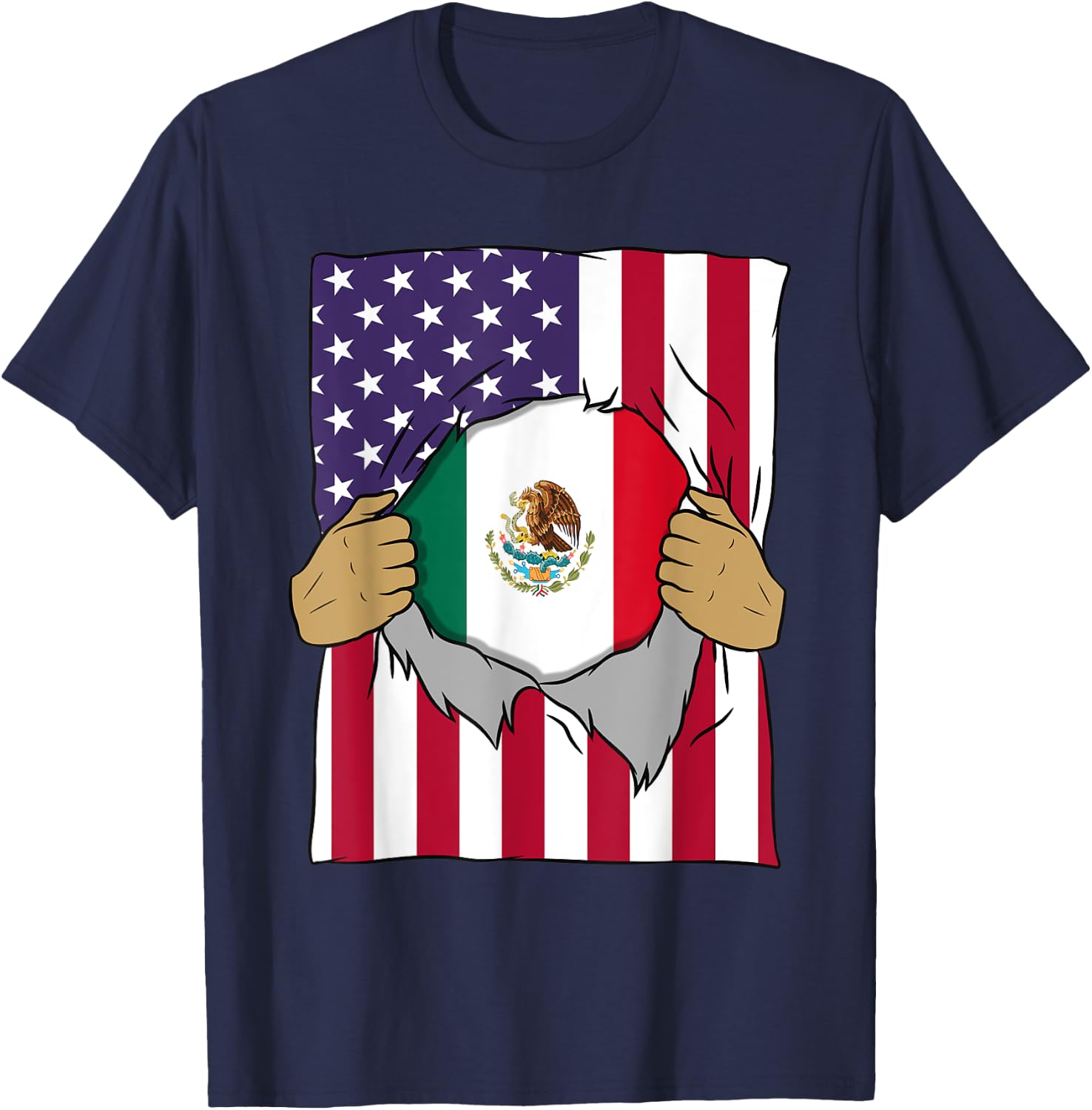 Mexico Flag Blood Inside Me Home Pride Mexican American Gift T-Shirt - T-Shirt | Navy