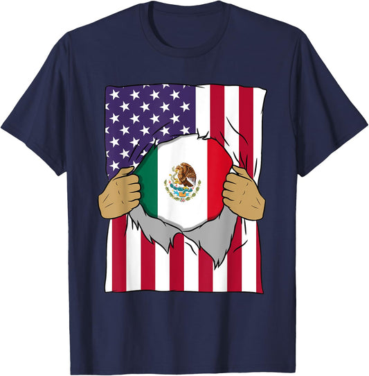 Mexico Flag Blood Inside Me Home Pride Mexican American Gift T-Shirt - T-Shirt | Navy