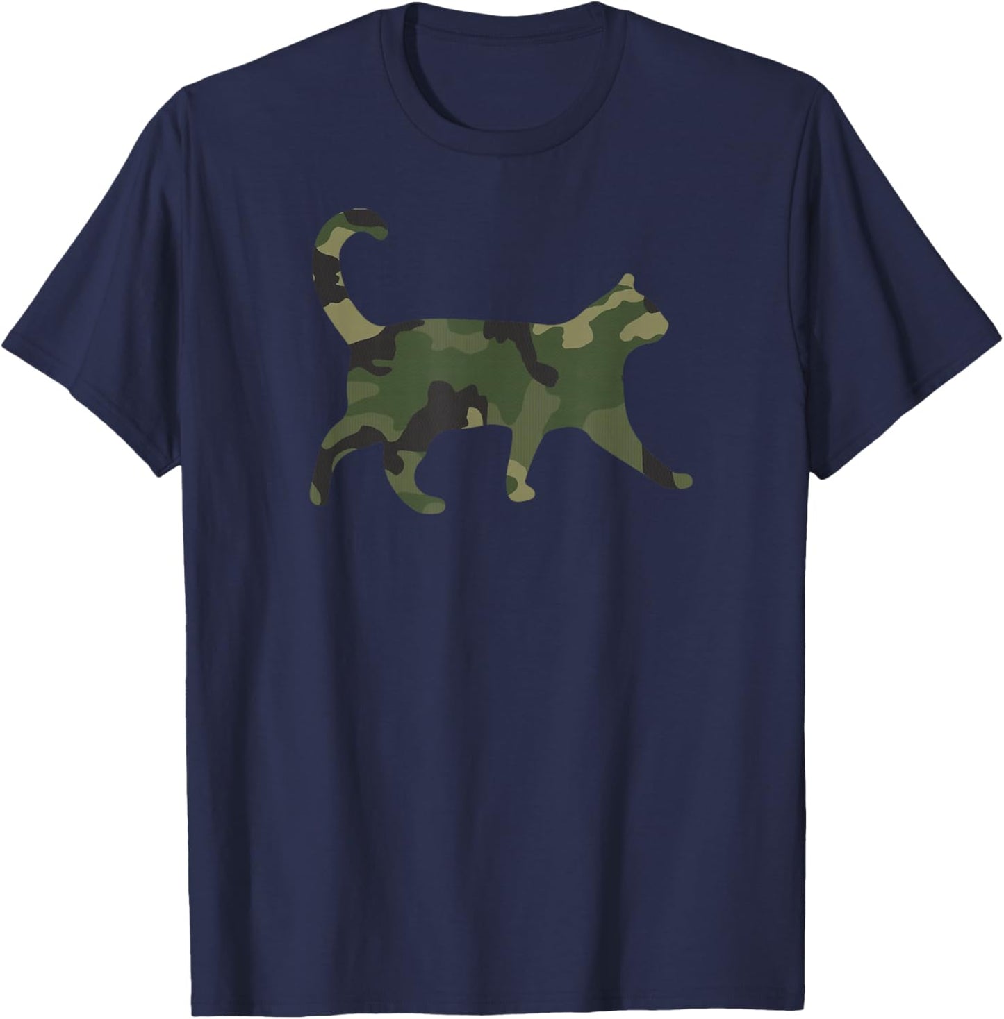 Camo Cat Funny Camouflage Pattern Army Military Colors Cat T-Shirt - T-Shirt | Navy