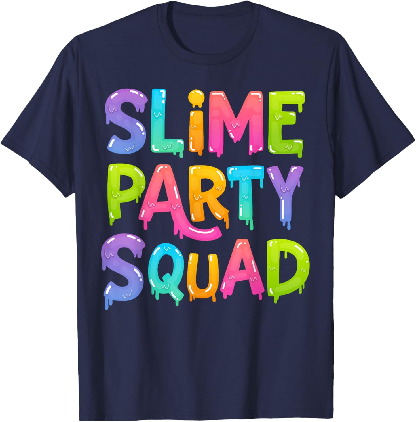 Slime Party Squad Funny Kids Boys Girls Birthday Matching T-Shirt - T-Shirt | Navy