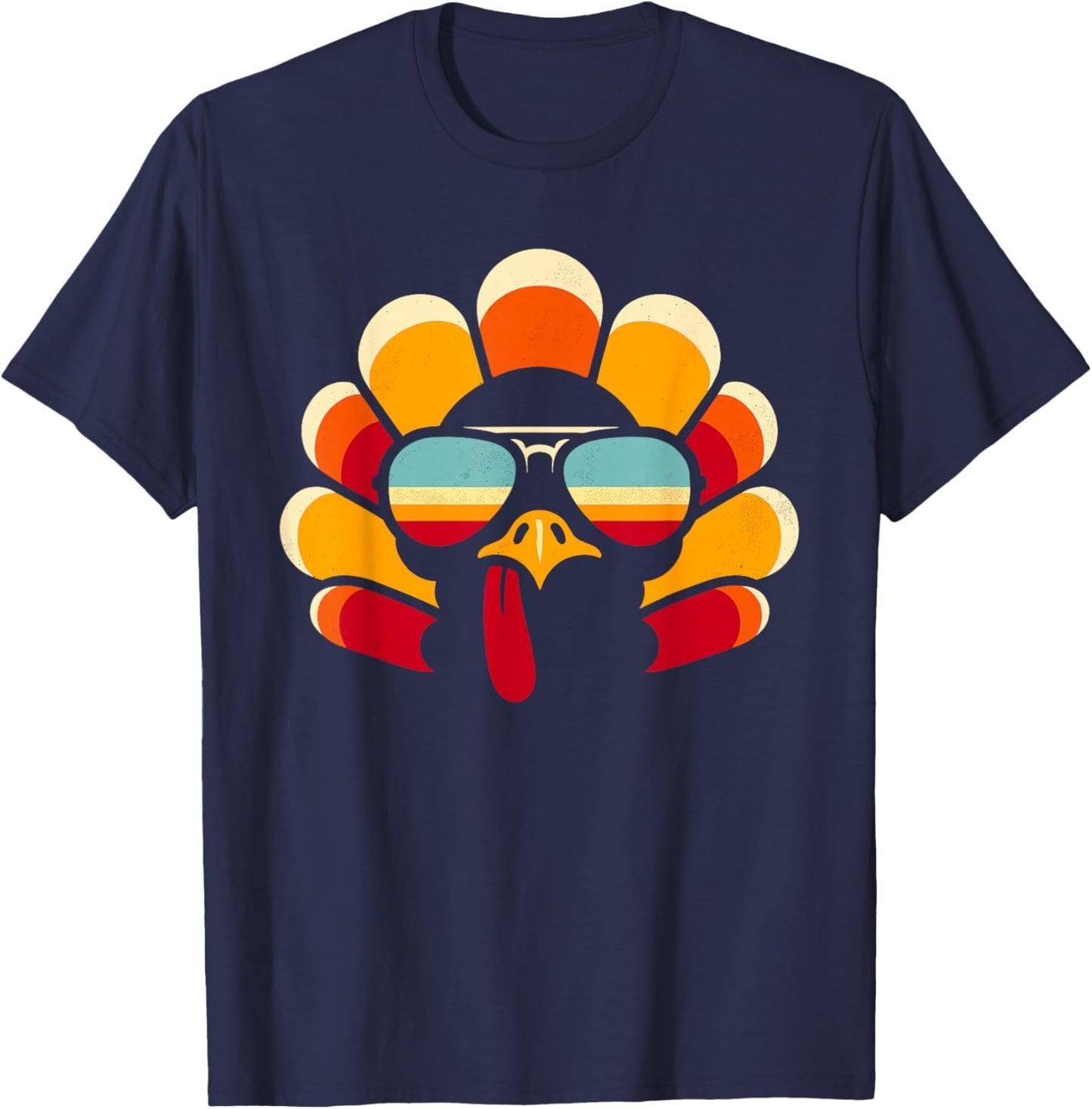 Thanksgiving Turkey Face, Men Women Boys, Funny Thanksgiving T-Shirt - T-Shirt | Navy
