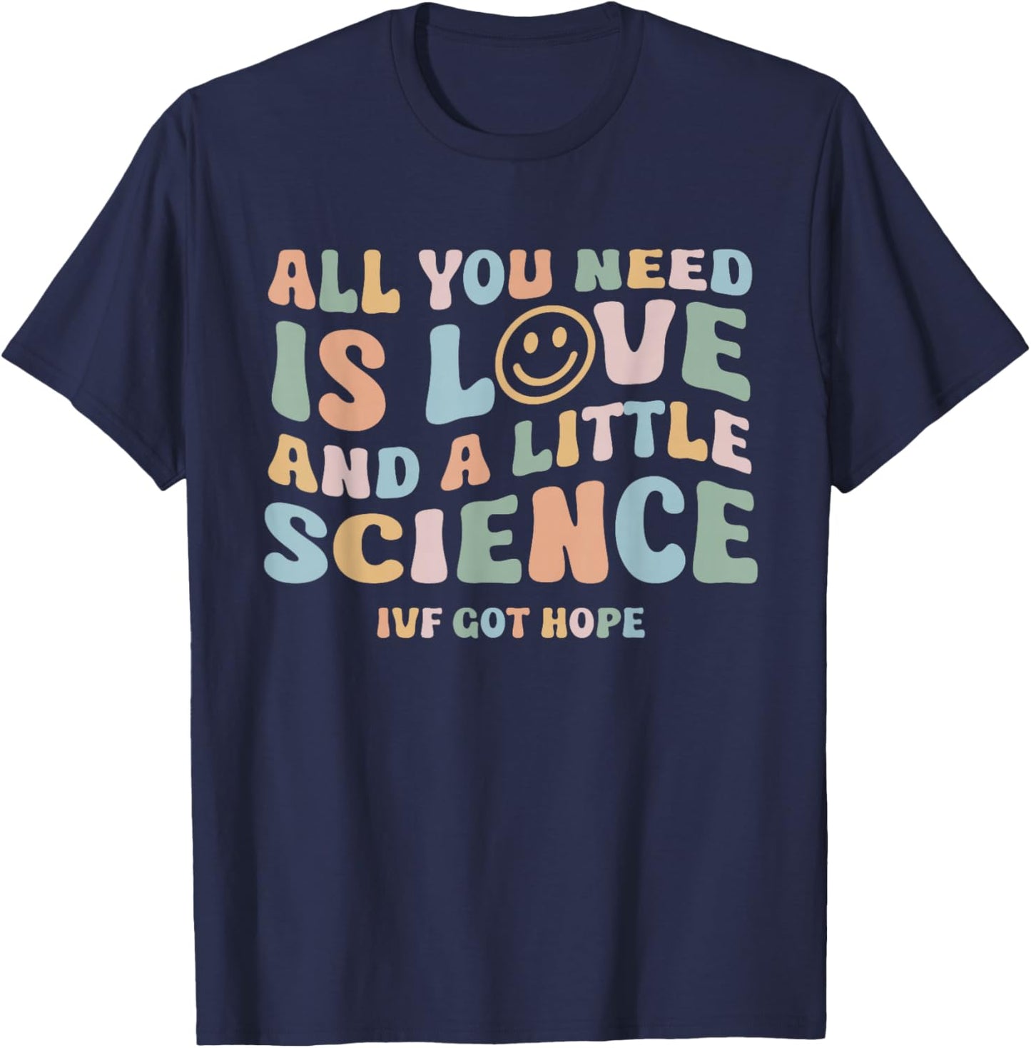 Retro Groovy IVF Making a Miracle Transfer Day Mama Got Hope T-Shirt - T-Shirt | Navy