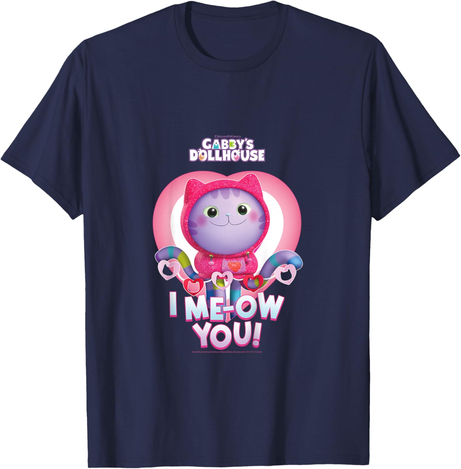 Kids DreamWorks Gabby's Dollhouse Valentine's I Me-Ow You! T-Shirt - T-Shirt | Navy