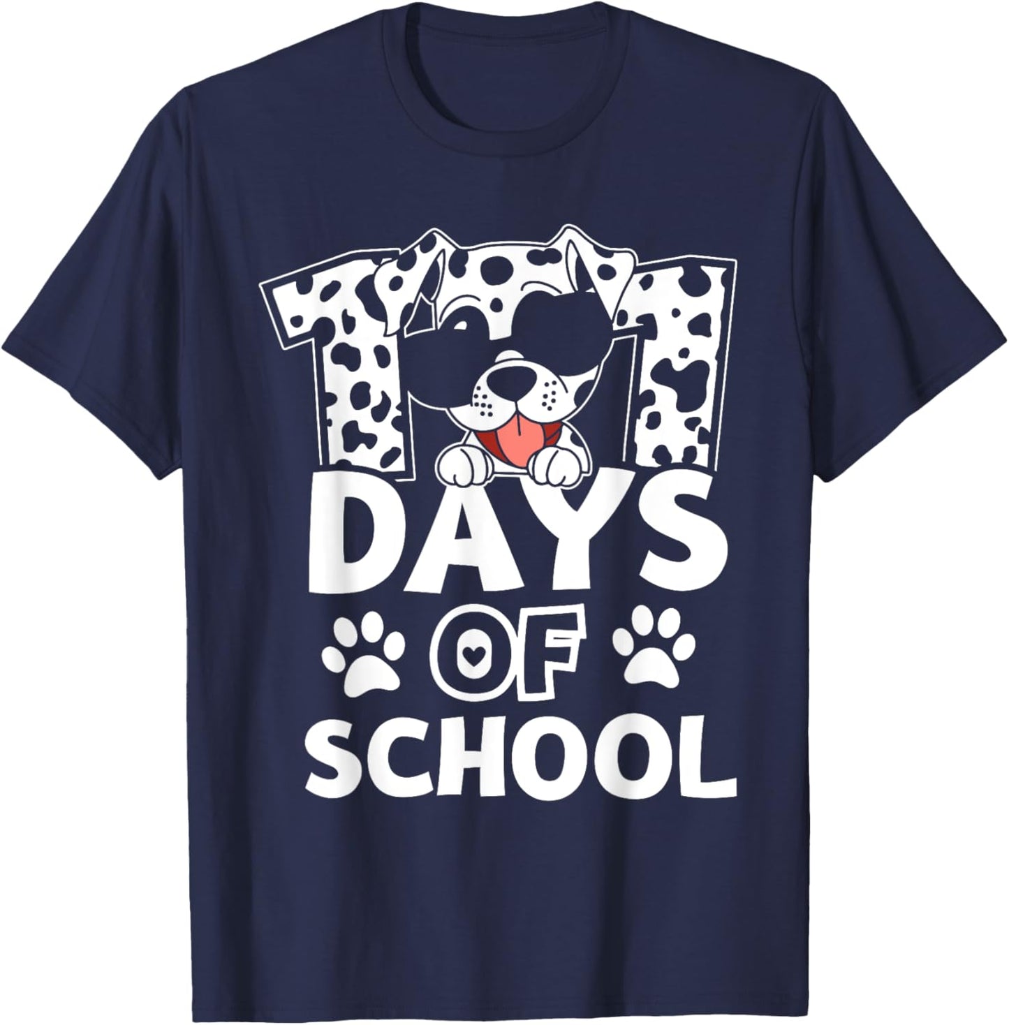 Happy 101 Days School Cute Dog 100 Days Smarter Student Kids T-Shirt - T-Shirt | Navy