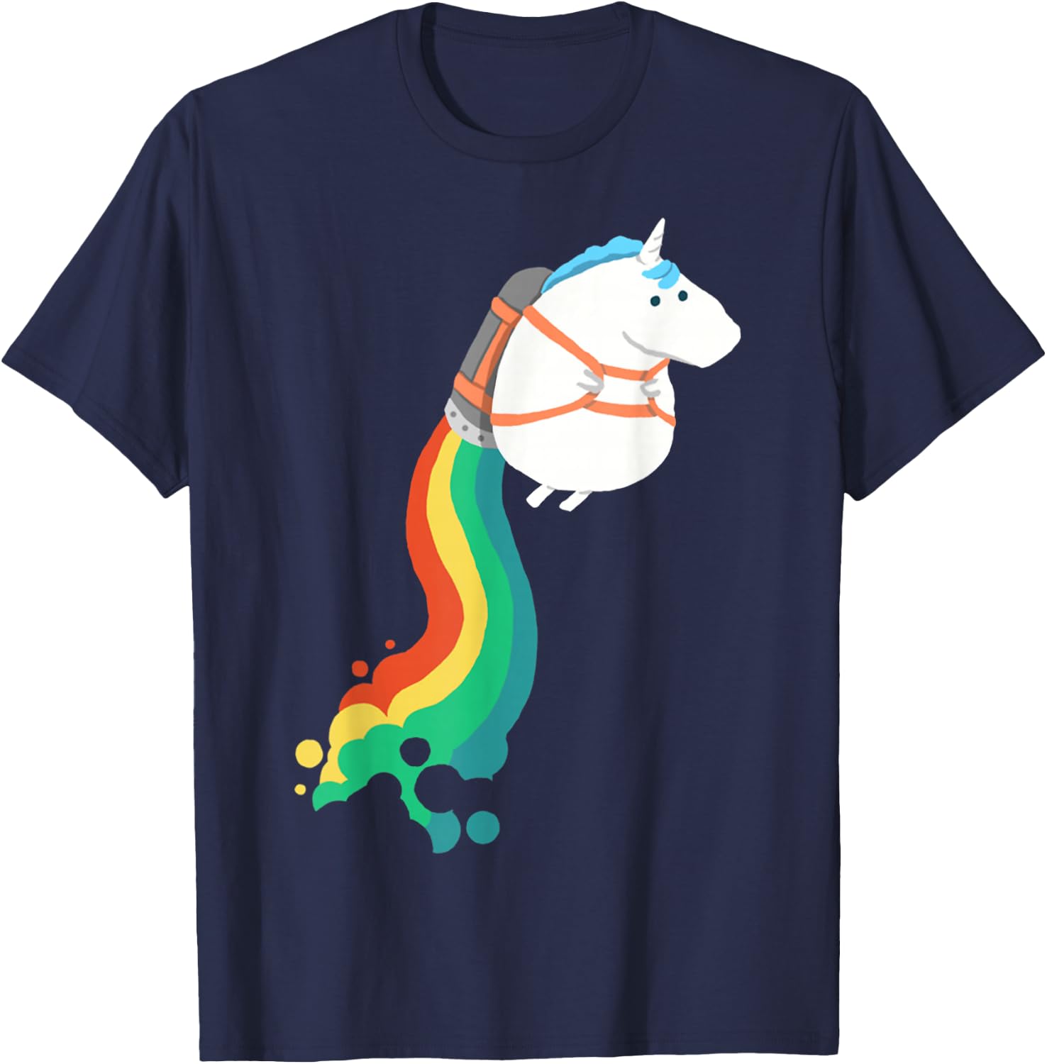 Chubby Unicorn Rainbow Jetpack T-Shirt - T-Shirt | Navy