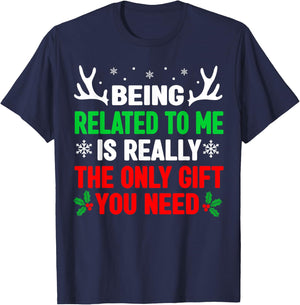 Being Related to Me Funny Christmas Shirts Women Men Family T-Shirt - T-Shirt | Navy
