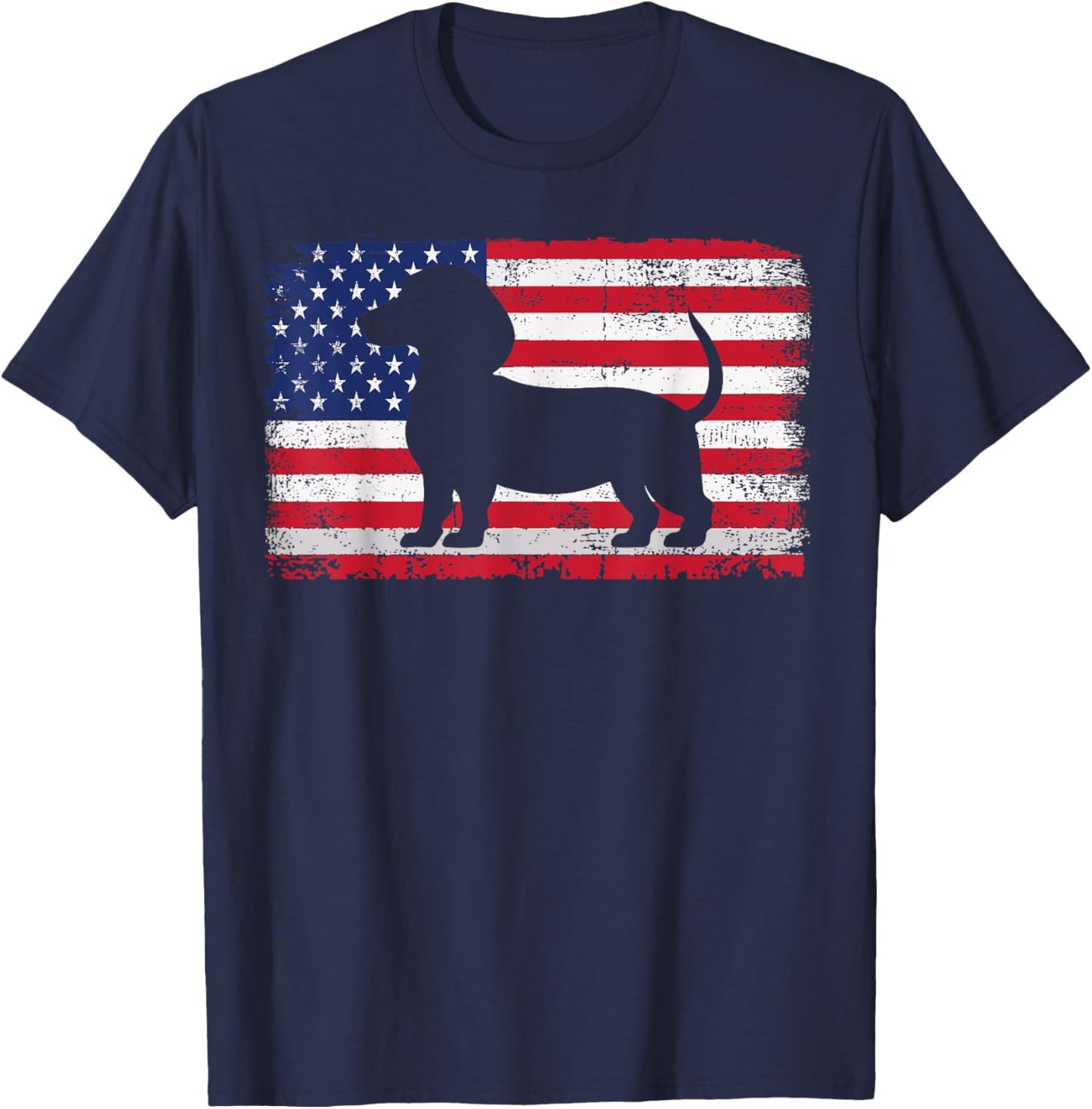 Dachshund Dog Lover 4th of July Patriotic American Flag USA T-Shirt - T-Shirt | Navy