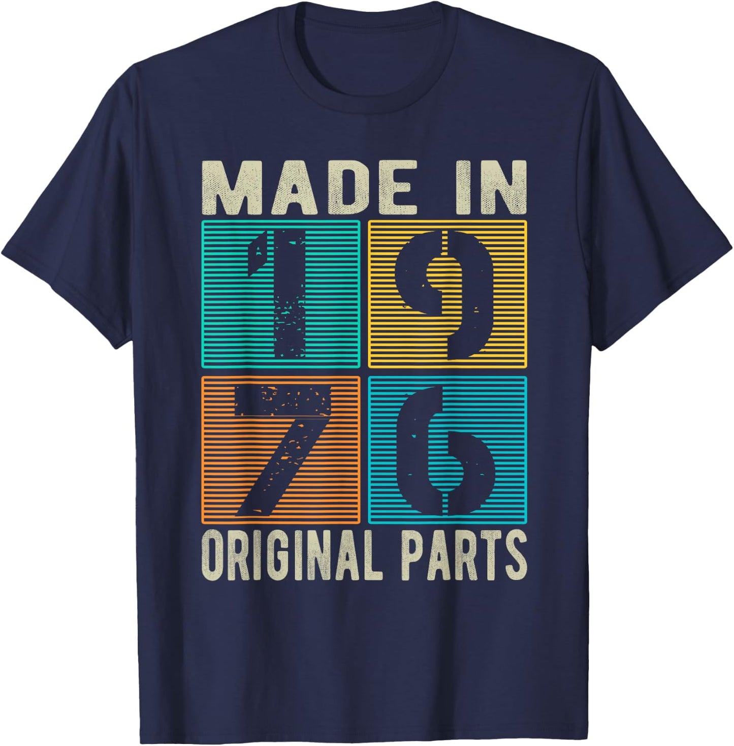 Made In 1976 Vintage Retro Original Parts Born 1976 Birthday T-Shirt - T-Shirt | Navy
