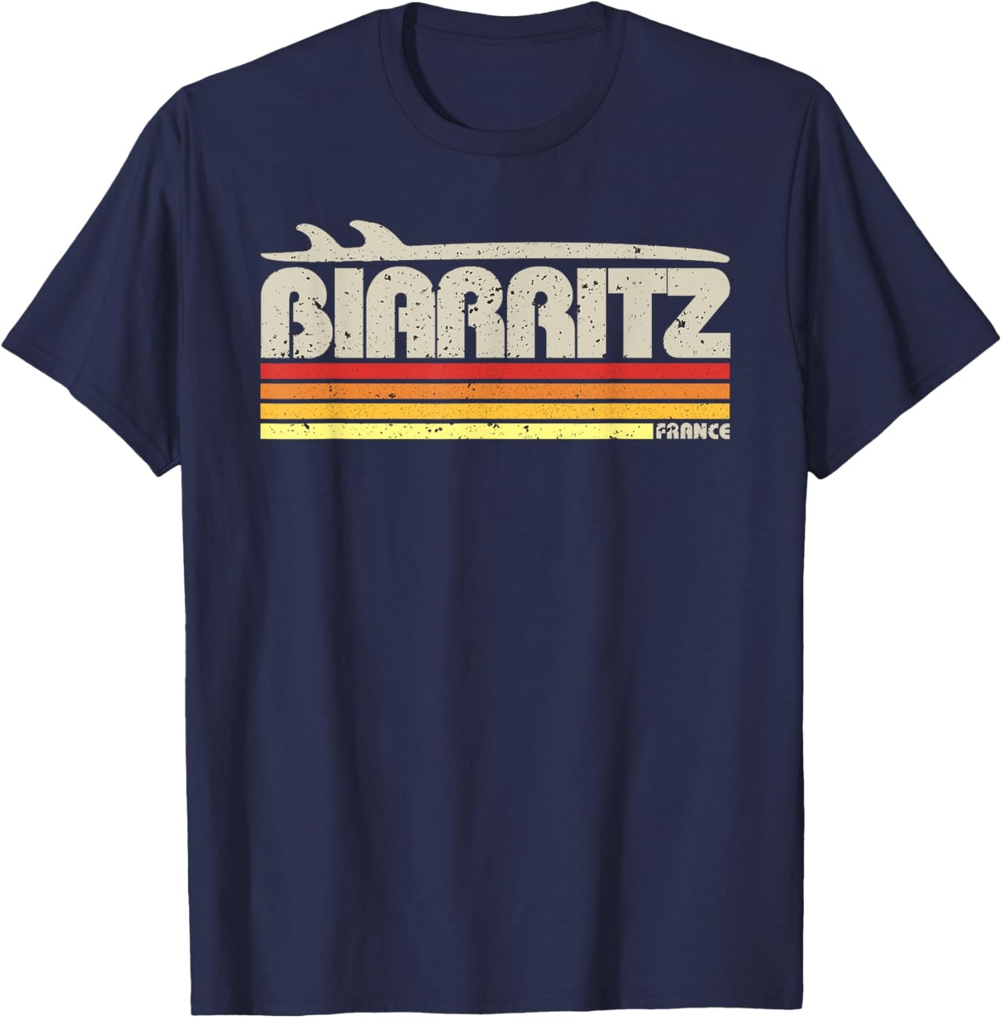 Biarritz France - Retro Surf Paradise T-Shirt - T-Shirt | Navy
