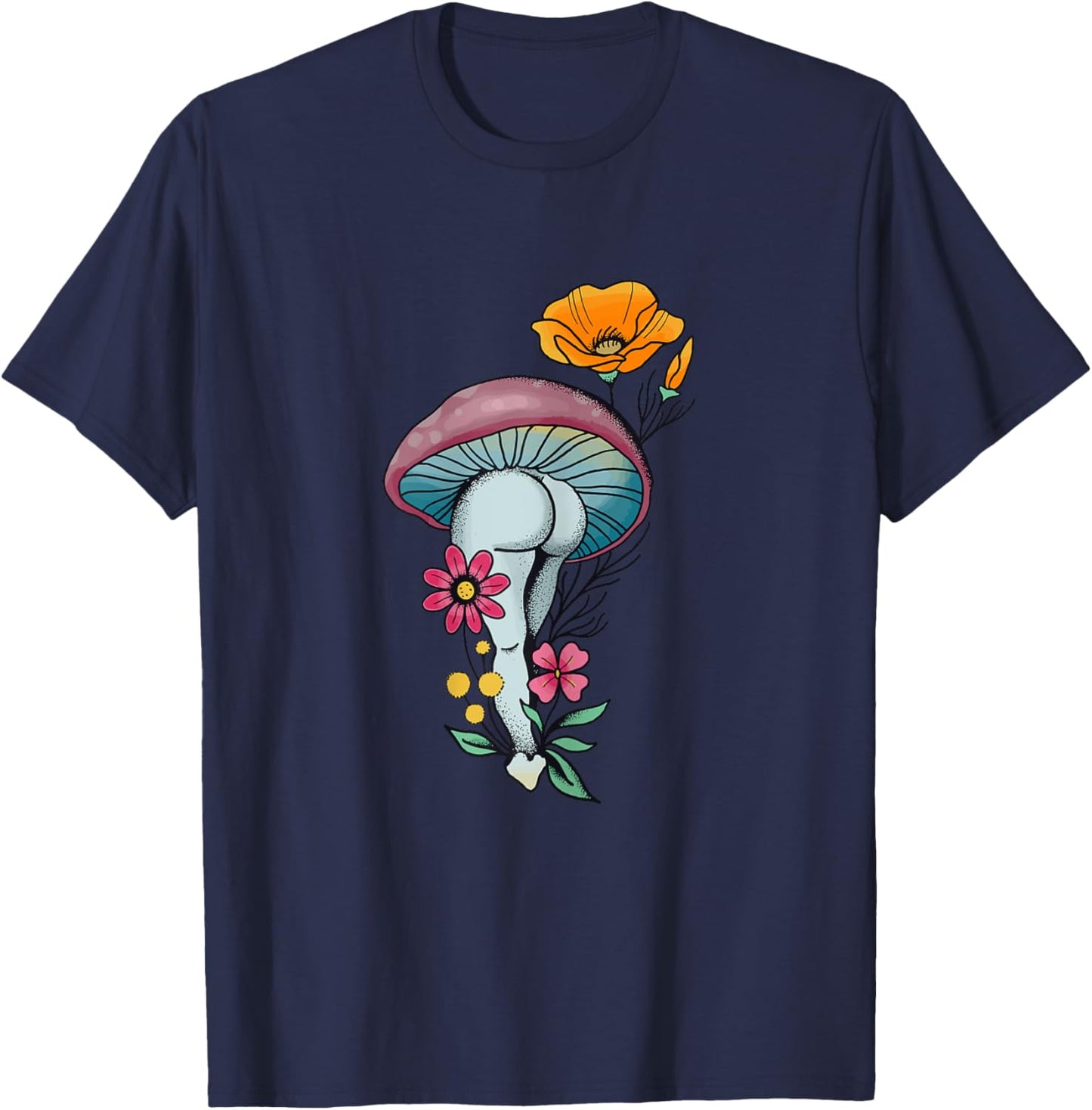 Sexy Mushroom Clothing Mushroom Collector Funny Graphic Gift T-Shirt - T-Shirt | Navy