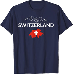 Switzerland Flag Hiking Holiday Switzerland Swiss Flag T-Shirt - T-Shirt | Navy