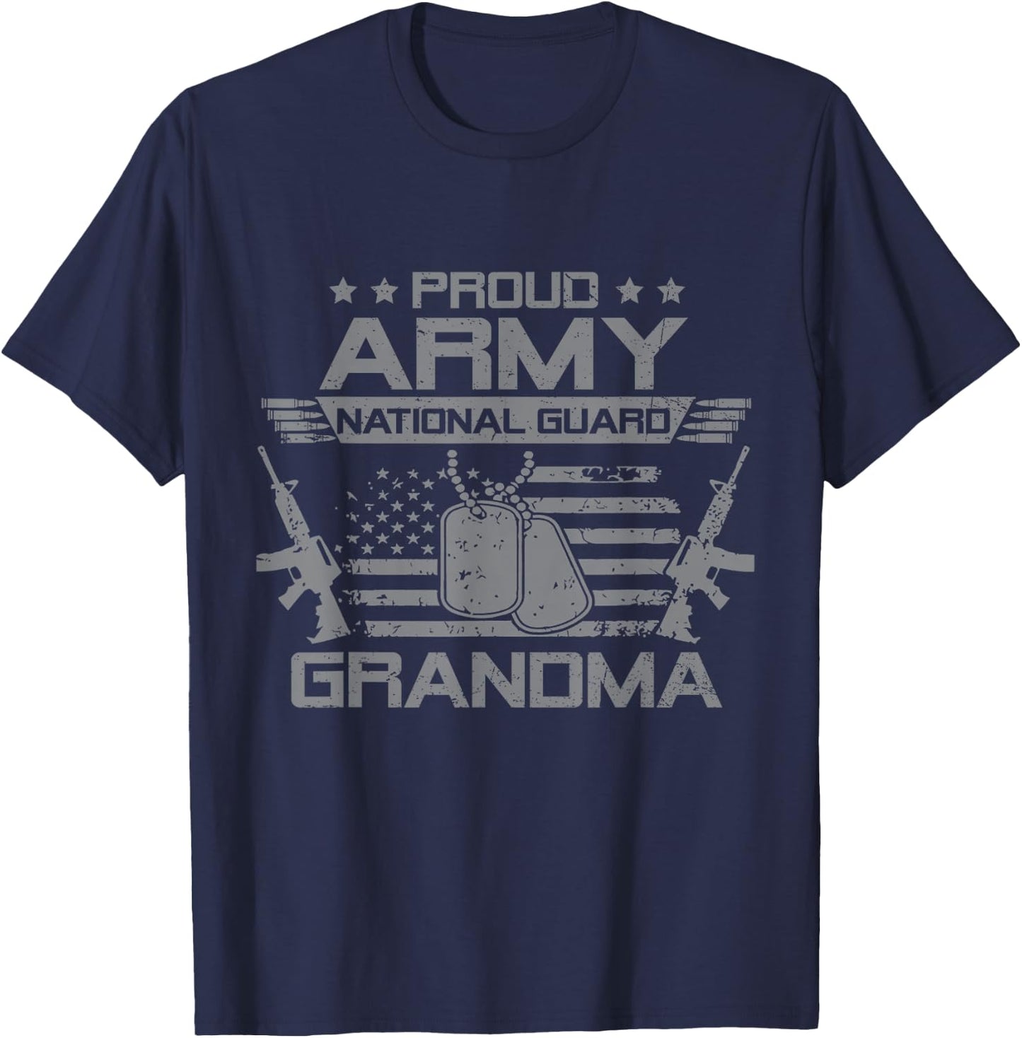 Proud Army National Guard Grandma Flag USA Military Veteran T-Shirt - T-Shirt | Navy