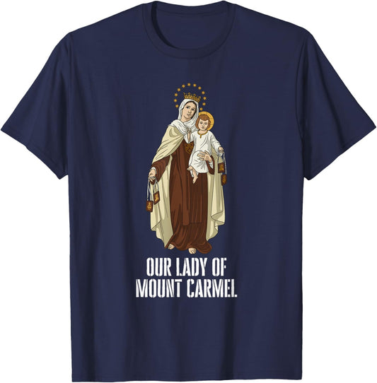 Our Lady of Mount Carmel Marian Catholic T-Shirt - T-Shirt | Navy