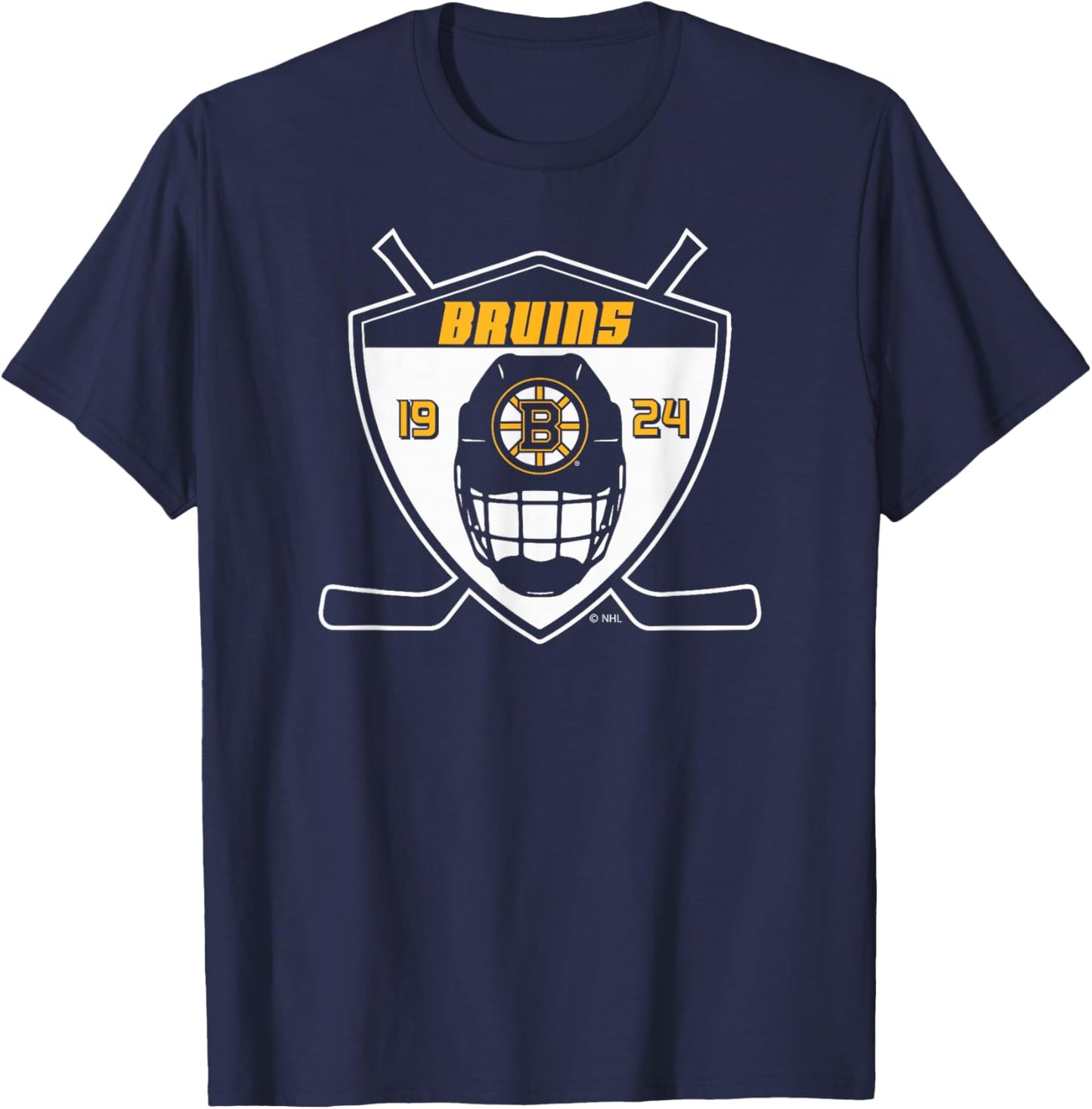 Boston Bruins Shield Black Officially Licensed T-Shirt - T-Shirt | Navy