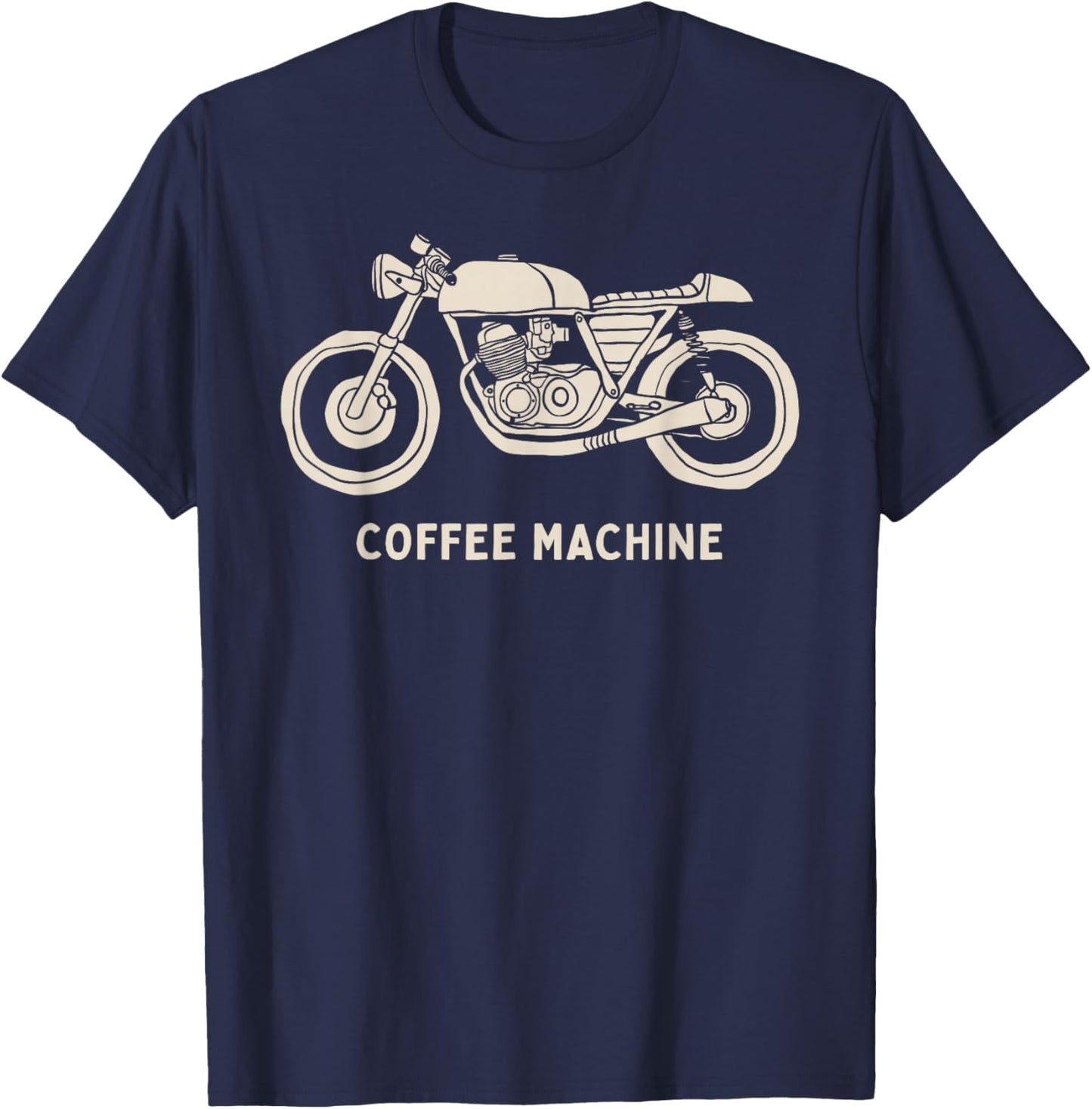 Cafe Racer Hand Drawn Motorcycle Design T-Shirt - T-Shirt | Navy