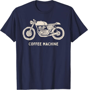 Cafe Racer Hand Drawn Motorcycle Design T-Shirt - T-Shirt | Navy