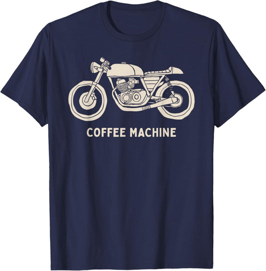 Cafe Racer Hand Drawn Motorcycle Design T-Shirt - T-Shirt | Navy
