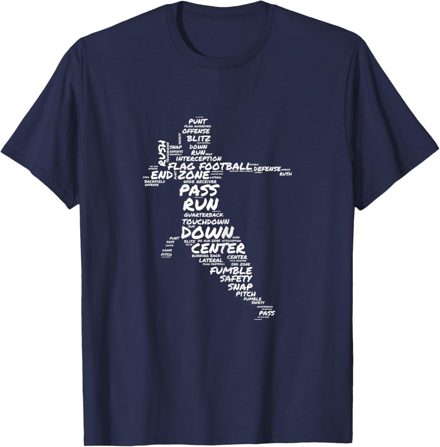 Girls Flag Football Player Word Art Typography T-Shirt - T-Shirt | Navy