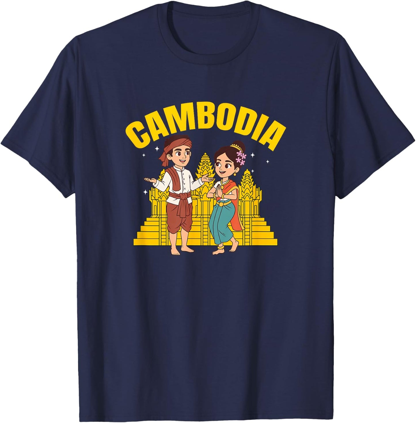Cambodia Boy Cambodian Apsara Khmer Girl T-Shirt - T-Shirt | Navy