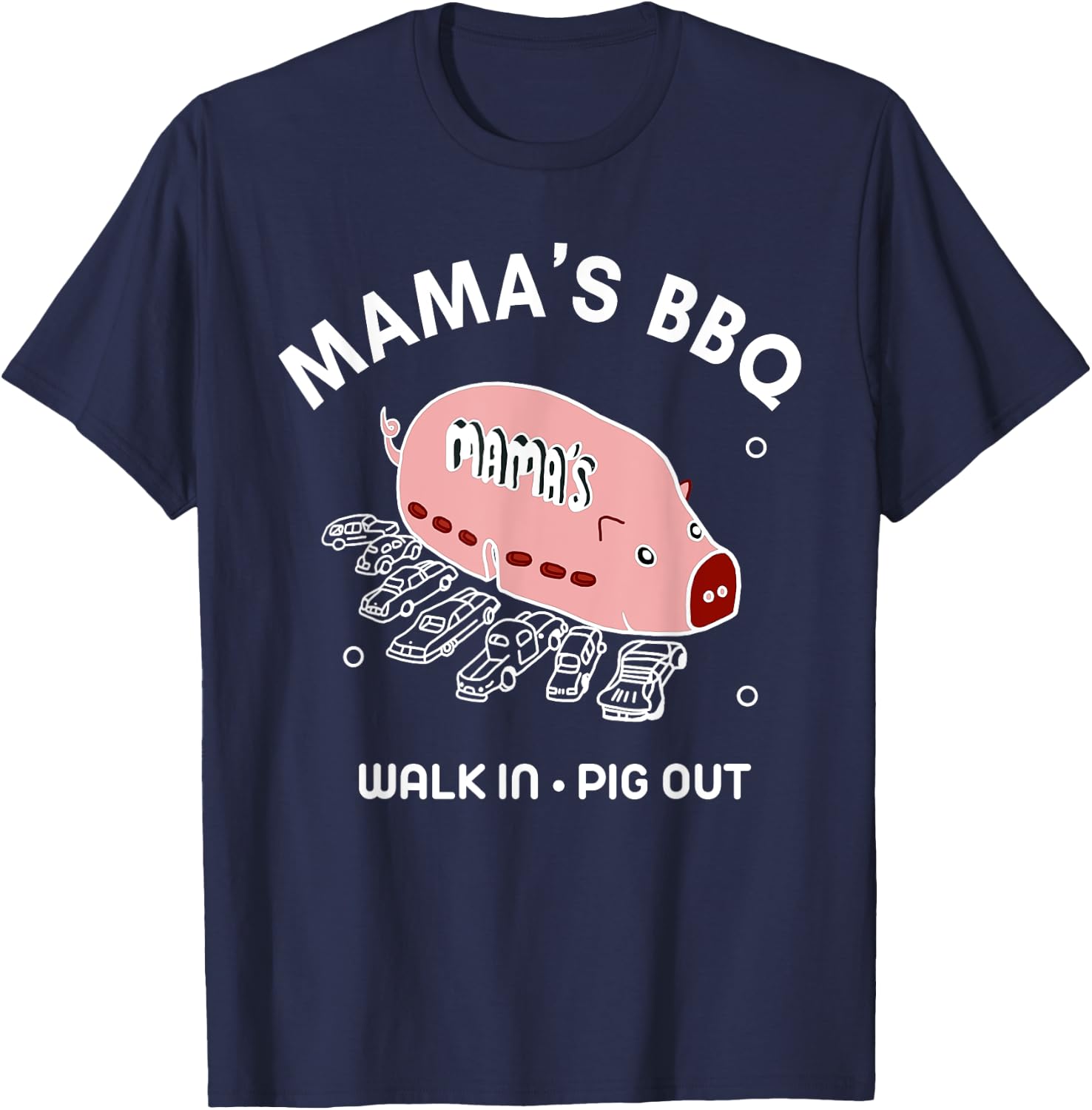 Mama's BBQ Walk In Pig Out Sunny Summer | Paddy's Irish Pub T-Shirt - T-Shirt | Navy