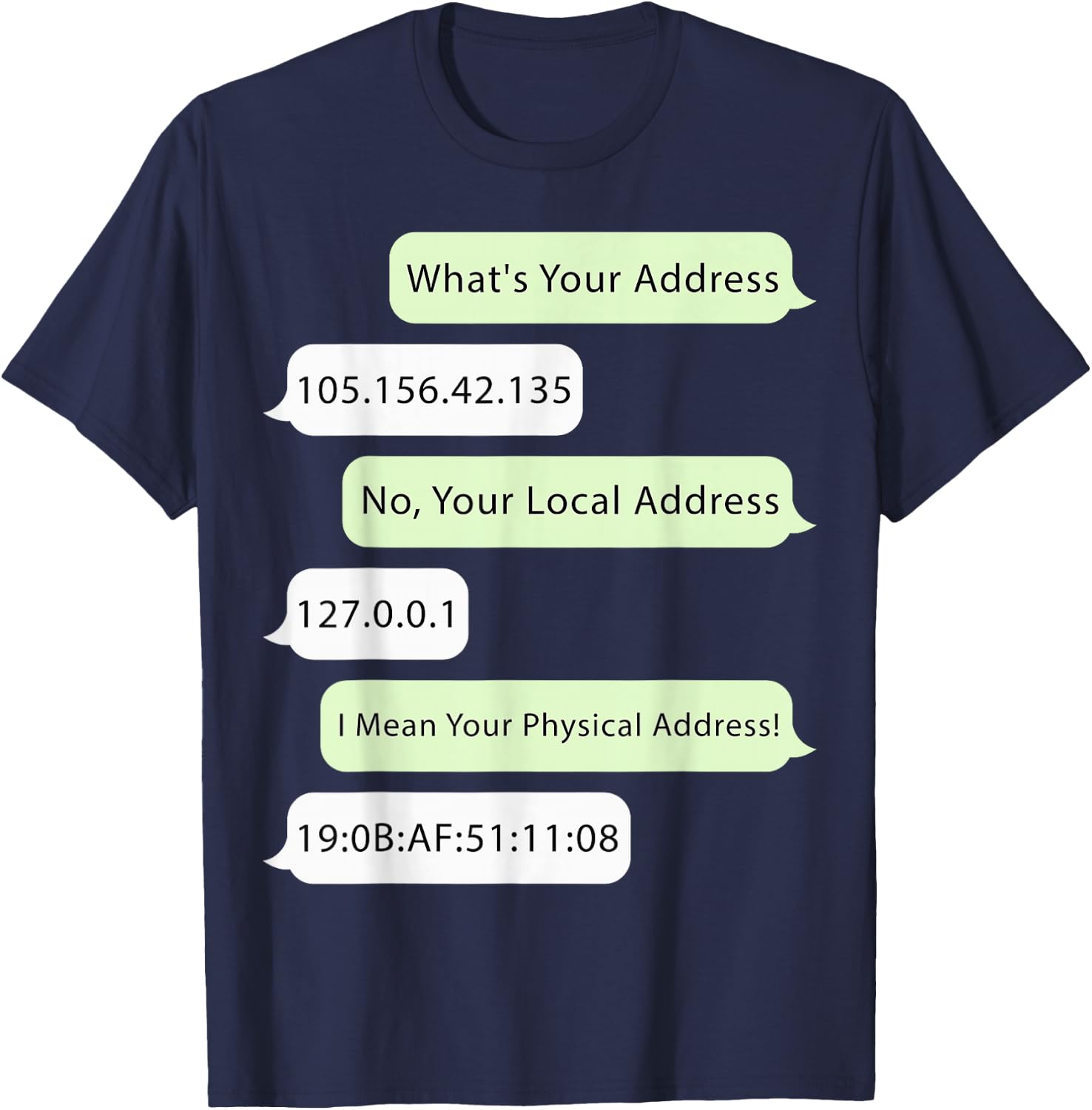 What Is Your Address 151.194.25.39 Funny Networking Computer T-Shirt - T-Shirt | Navy