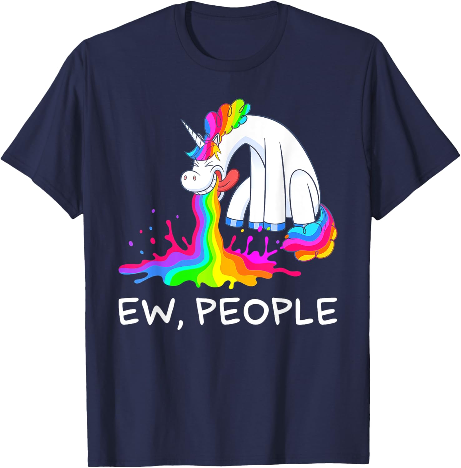 Ew People Unicorn Vomiting T-Shirt - T-Shirt | Navy